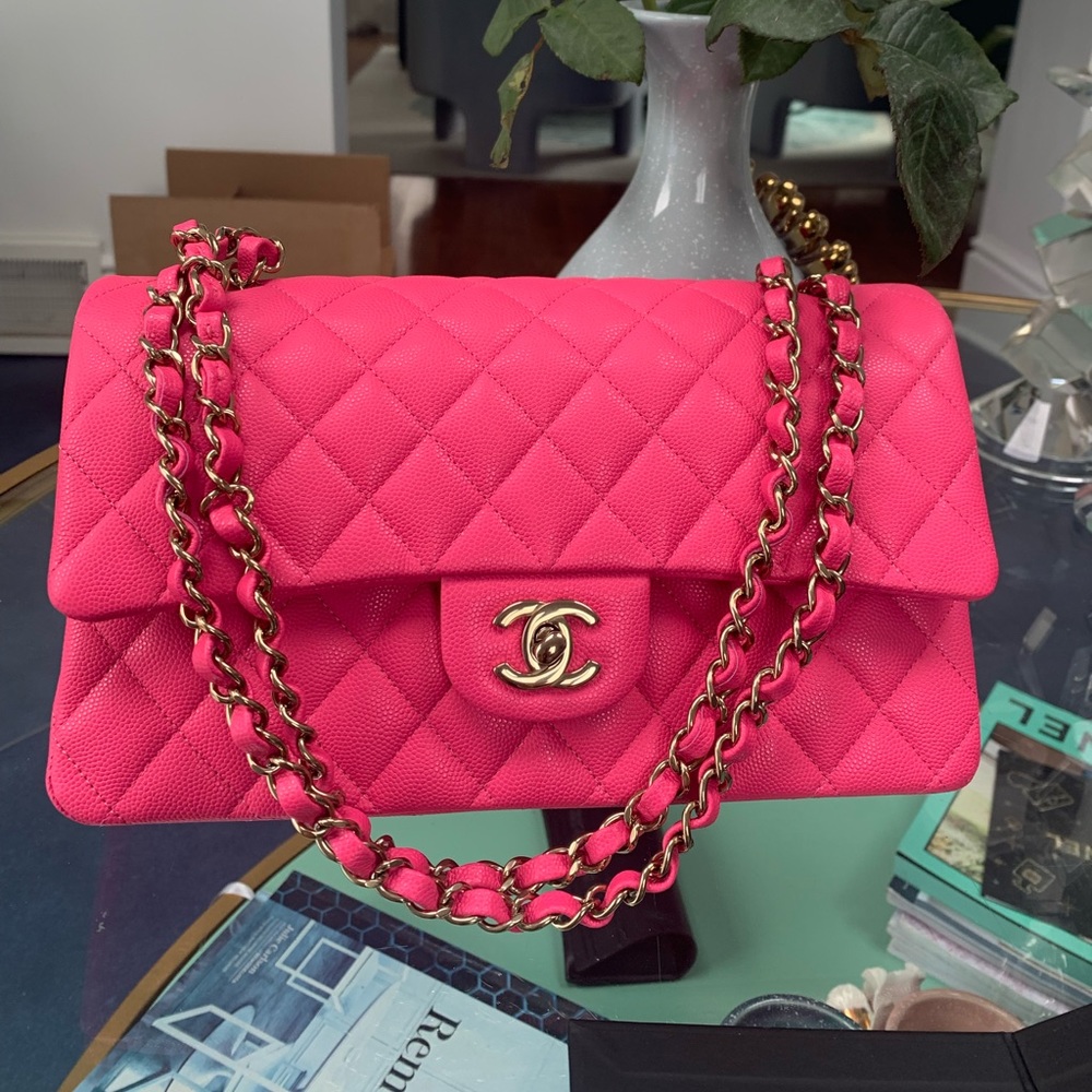 CHANEL Medium Classic Double Flap Bag Pink NK289 Caviar LGHW 22K New /r… - Picture 12 of 15